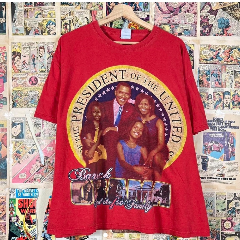 Vintage Essential Red Barack Obama Make The
Dream Reality Rap Tee Styled